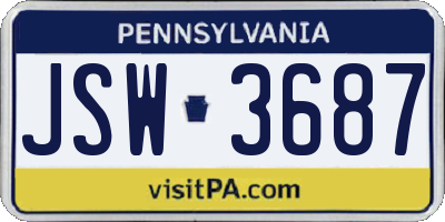 PA license plate JSW3687