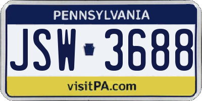 PA license plate JSW3688