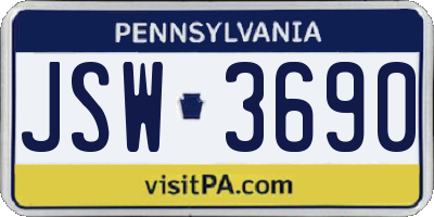 PA license plate JSW3690