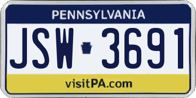 PA license plate JSW3691
