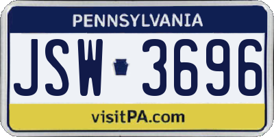 PA license plate JSW3696