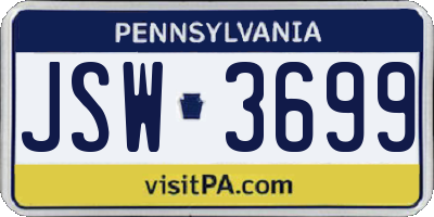 PA license plate JSW3699