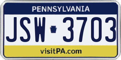 PA license plate JSW3703