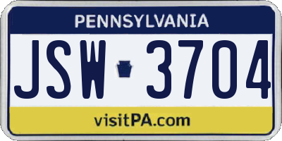 PA license plate JSW3704