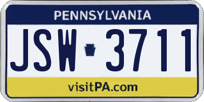 PA license plate JSW3711