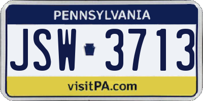 PA license plate JSW3713