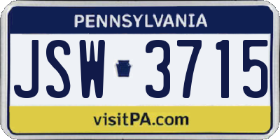 PA license plate JSW3715