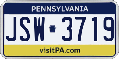 PA license plate JSW3719