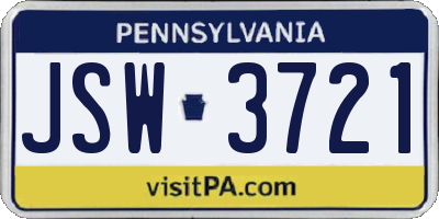 PA license plate JSW3721