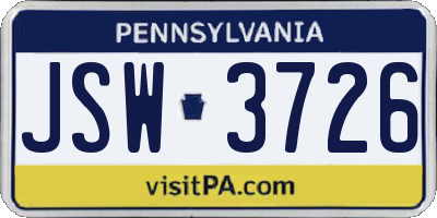 PA license plate JSW3726