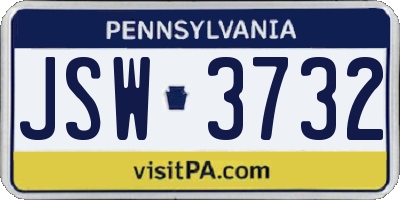 PA license plate JSW3732