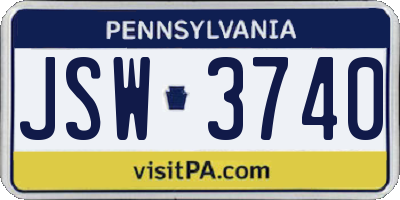 PA license plate JSW3740