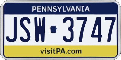 PA license plate JSW3747