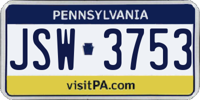 PA license plate JSW3753