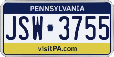 PA license plate JSW3755