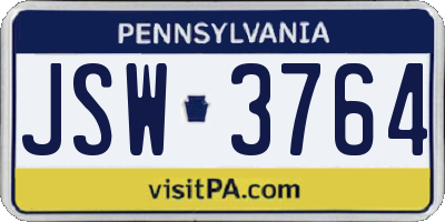 PA license plate JSW3764