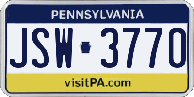 PA license plate JSW3770
