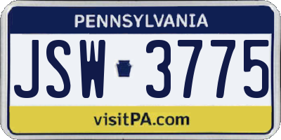PA license plate JSW3775
