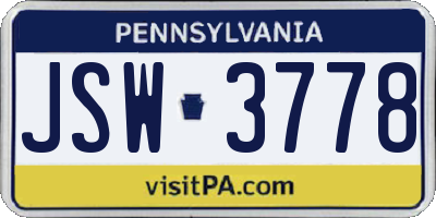 PA license plate JSW3778