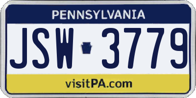 PA license plate JSW3779