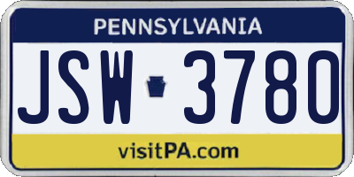 PA license plate JSW3780
