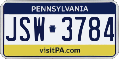 PA license plate JSW3784