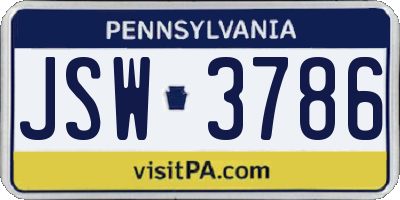 PA license plate JSW3786