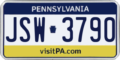 PA license plate JSW3790