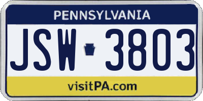 PA license plate JSW3803