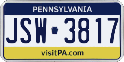PA license plate JSW3817