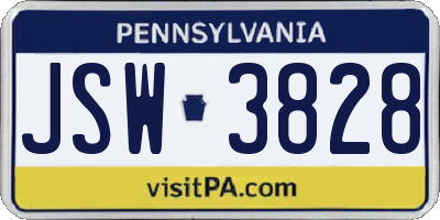 PA license plate JSW3828