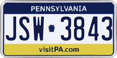 PA license plate JSW3843