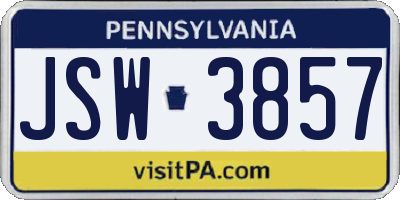 PA license plate JSW3857