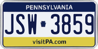 PA license plate JSW3859