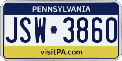 PA license plate JSW3860