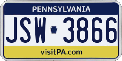 PA license plate JSW3866