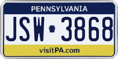 PA license plate JSW3868