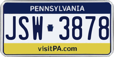 PA license plate JSW3878