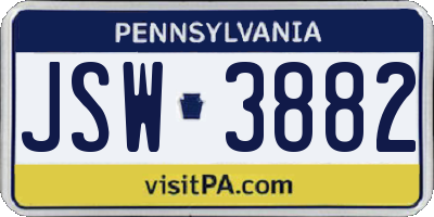 PA license plate JSW3882