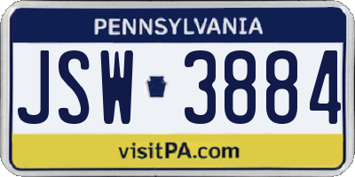 PA license plate JSW3884