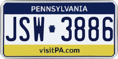 PA license plate JSW3886