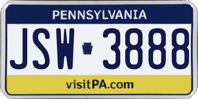 PA license plate JSW3888