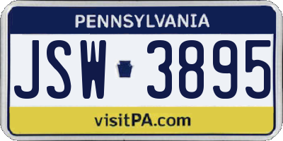 PA license plate JSW3895