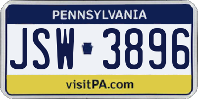 PA license plate JSW3896