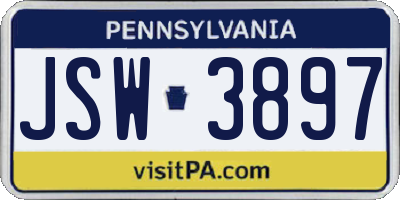 PA license plate JSW3897