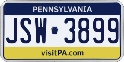 PA license plate JSW3899