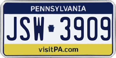 PA license plate JSW3909
