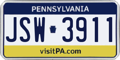 PA license plate JSW3911