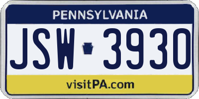 PA license plate JSW3930