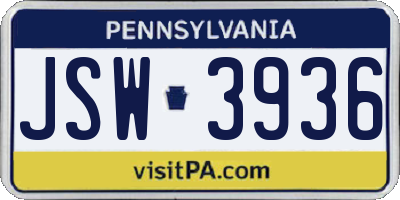 PA license plate JSW3936